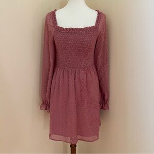 Up Till Dawn Swiss Dot Mauve Dress
